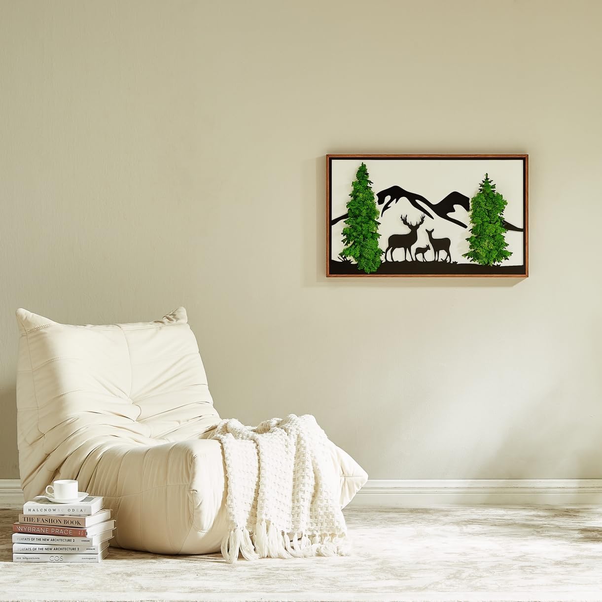 ETICIAN Deer Wall Pediment Metal Art Moss Decor