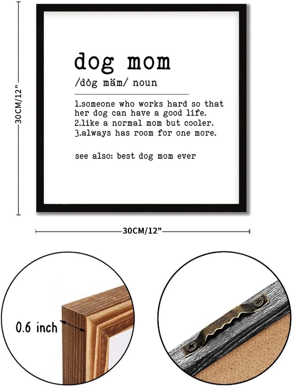 Funny Dog Mam Wood Framed Wall Sign 12x12