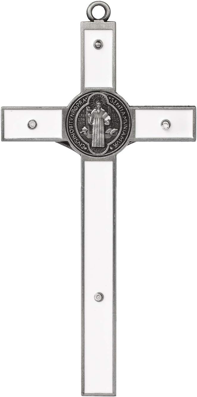VINETEN White Enamel Crucifix Wall Cross - 77x4x1