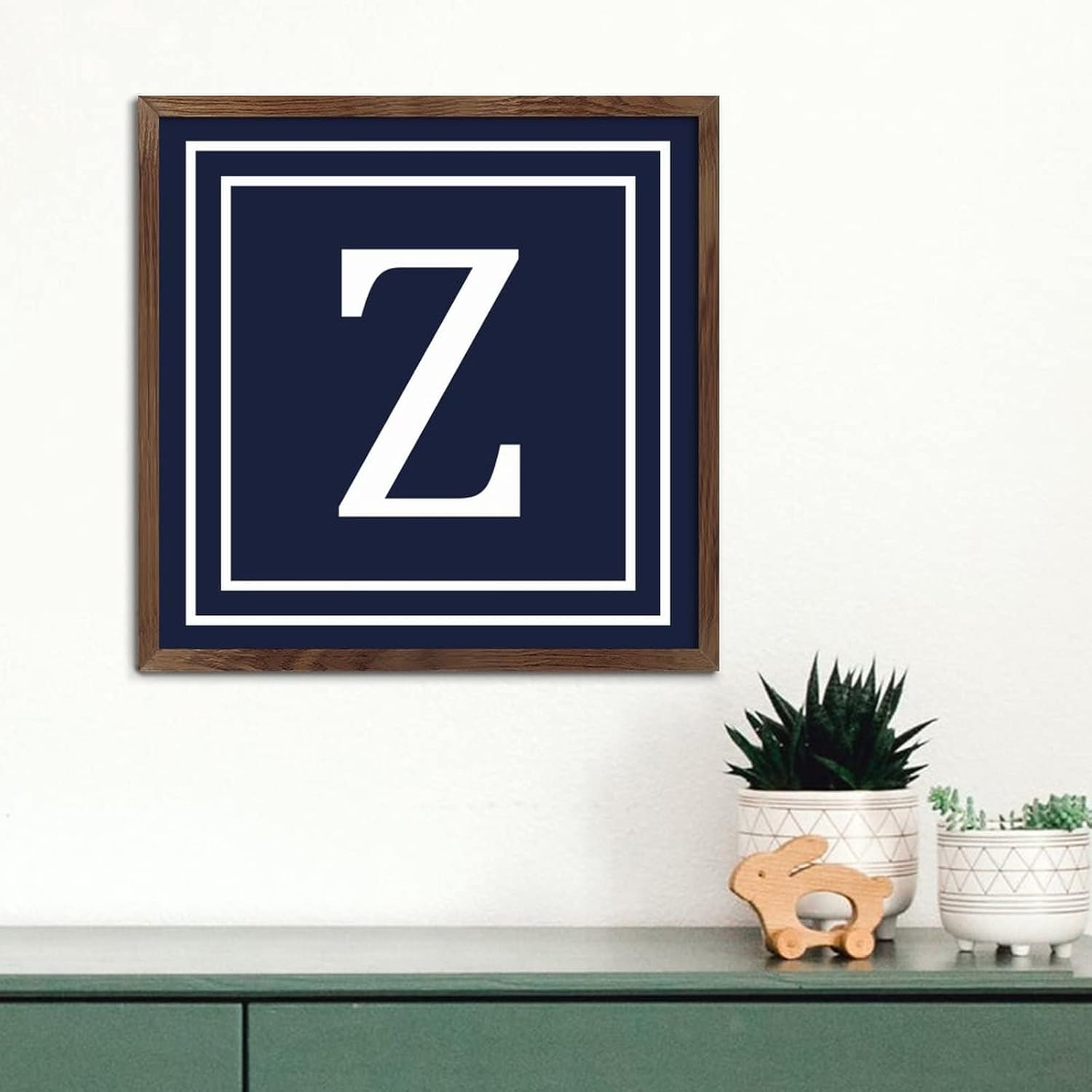 Hanging Framed Wall Art Sign Initial Letter Z Monogram Decor