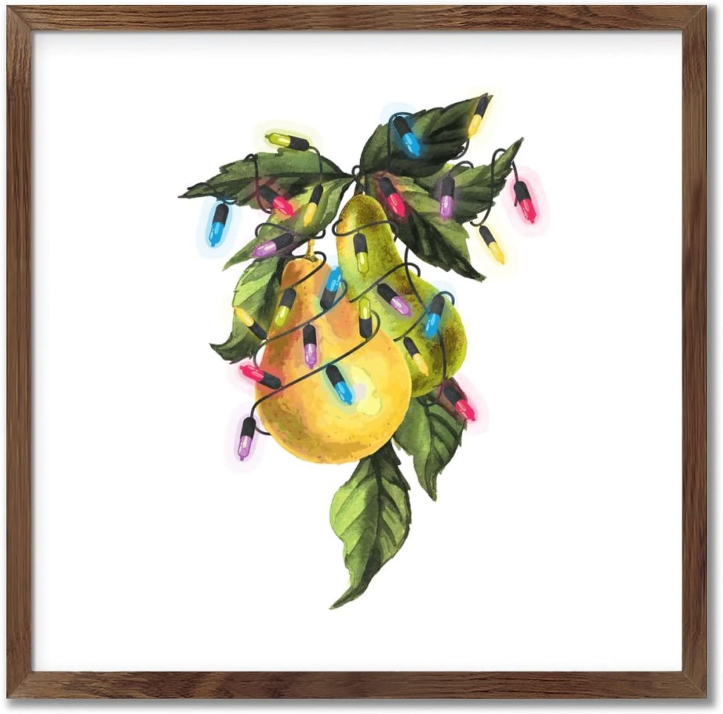 Christmas Pears Wood Sign Wall Decor 12x12