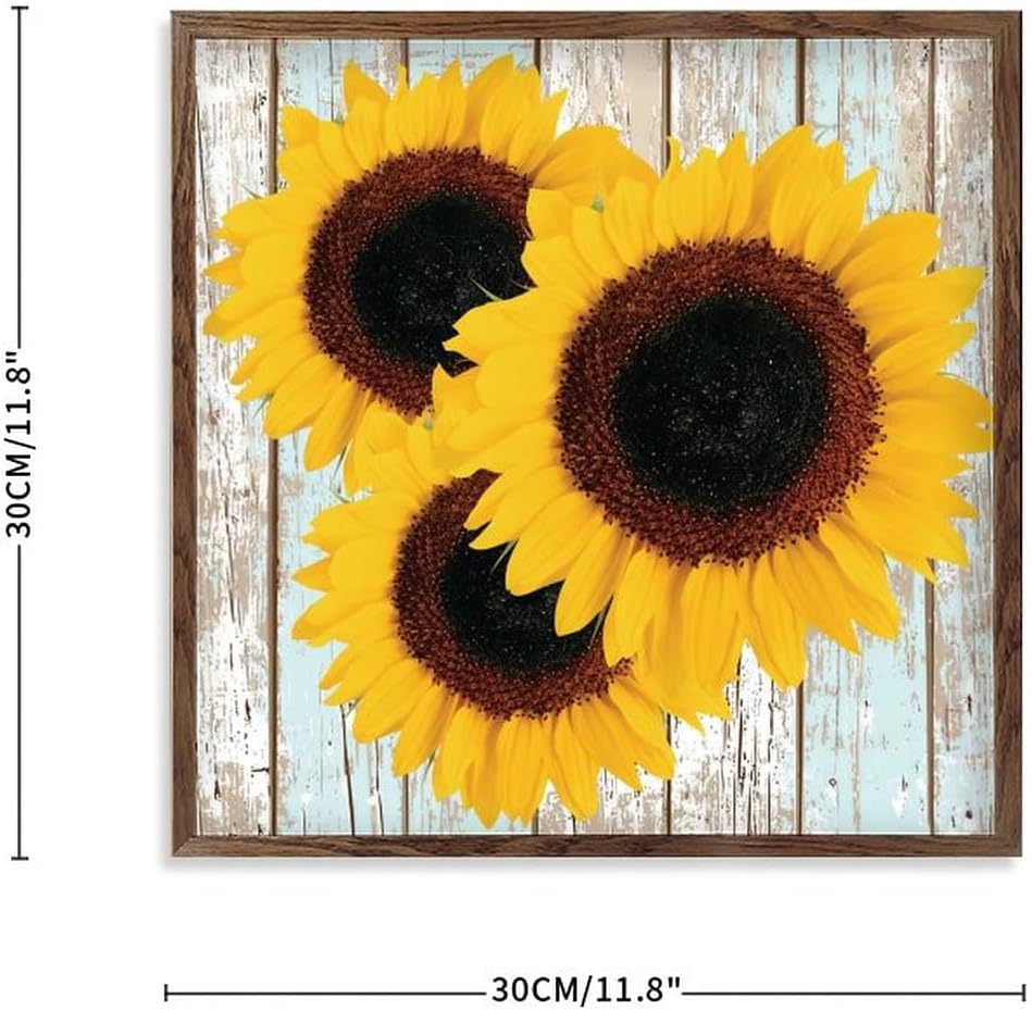 Rustic Sunflower Wood Grain Wall Sign 12 Inch
