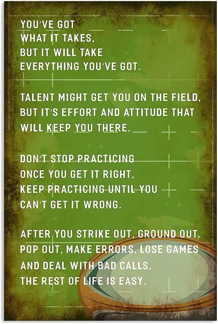 Rugby Field Metal Tin Sign 8x12in 12x17in