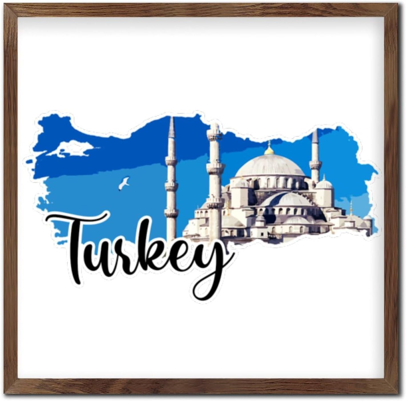 Rustic Framed Wooden Turkey Wall Decor Sign