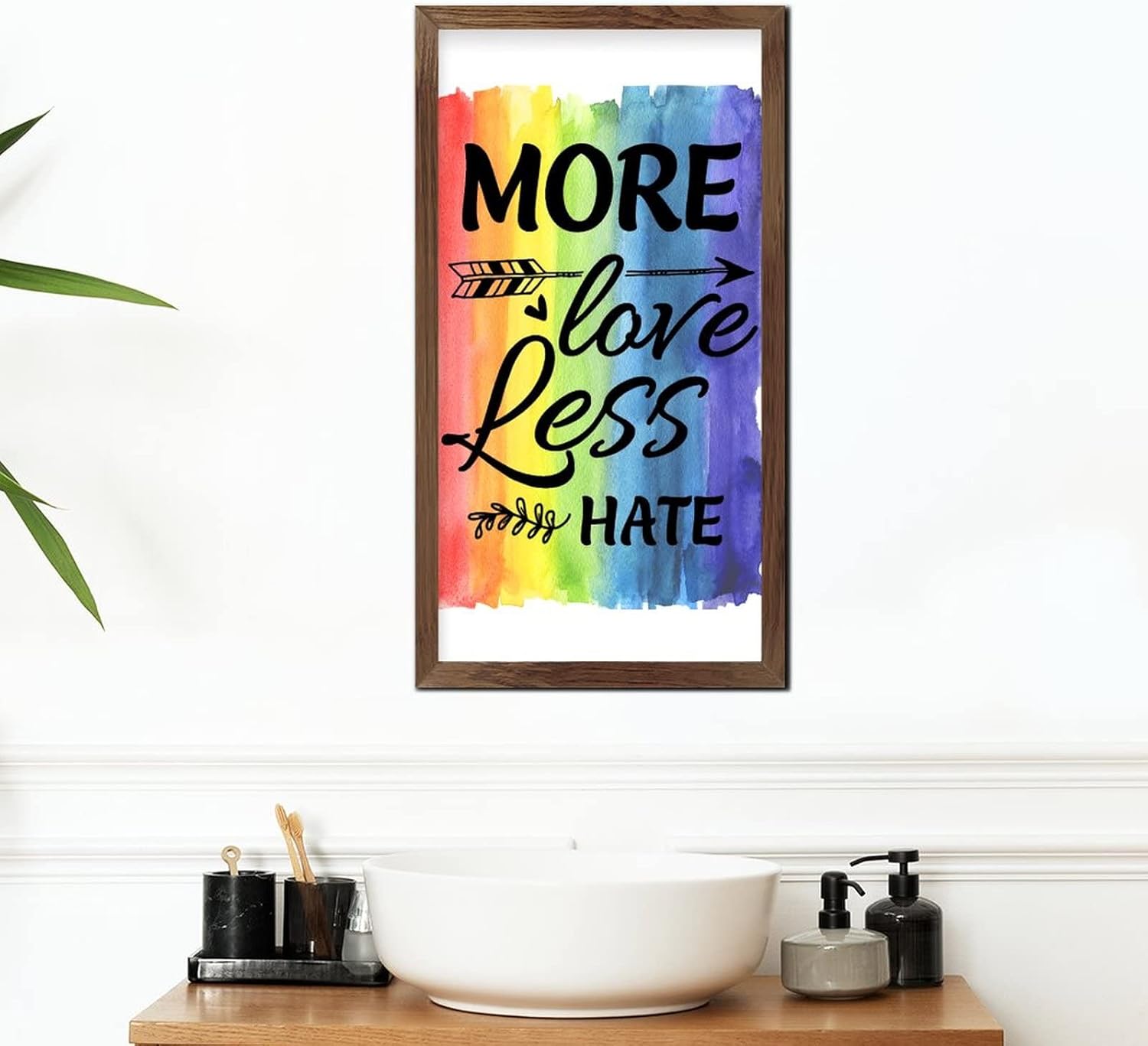 LGBTQ Pride Framed Wooden Sign Wall Art 22x12 In