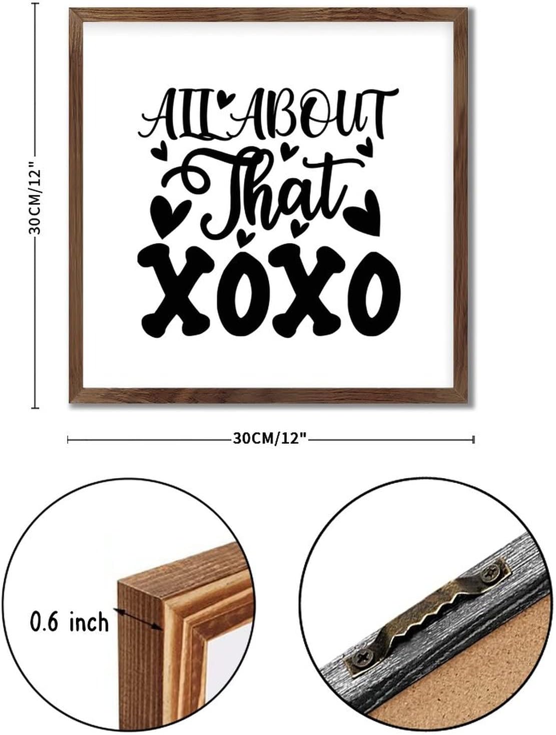 Valentines Day XOXO Framed Wood Wall Sign Decor
