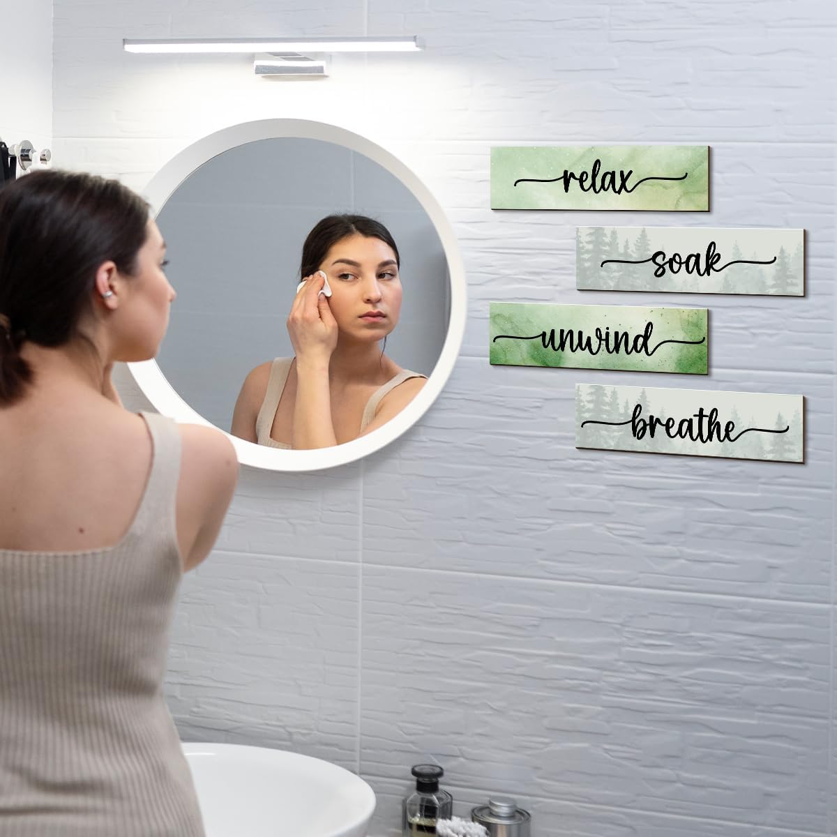 4PCS Relax Soak Unwind Wooden Decor Sign