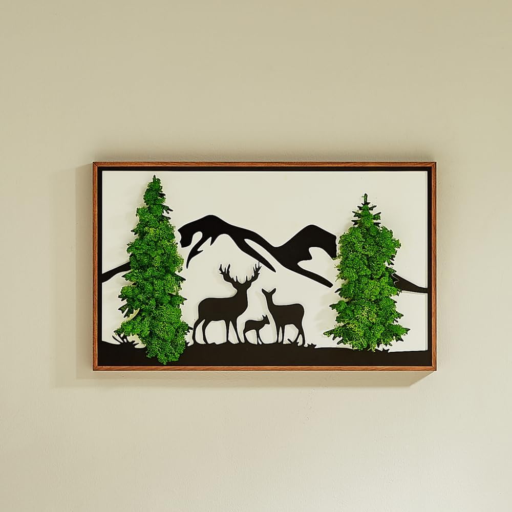 ETICIAN Deer Wall Pediment Metal Art Moss Decor