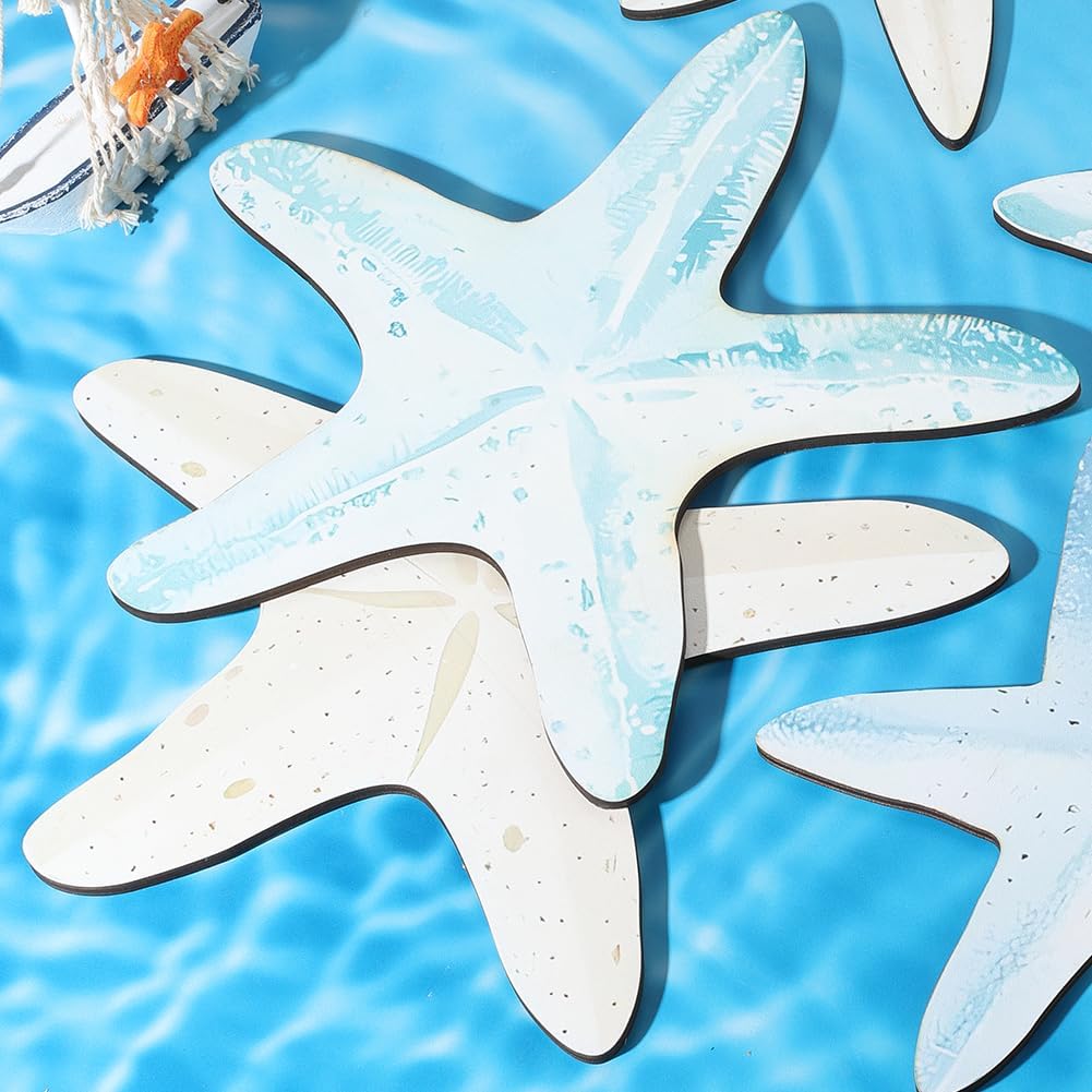 CREATCABIN 5pcs Wood Starfish Wall Decor Set