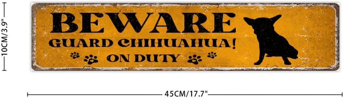Beware Guard Dogs on Duty Rustic Wall Wood Sign 4x18 Inch