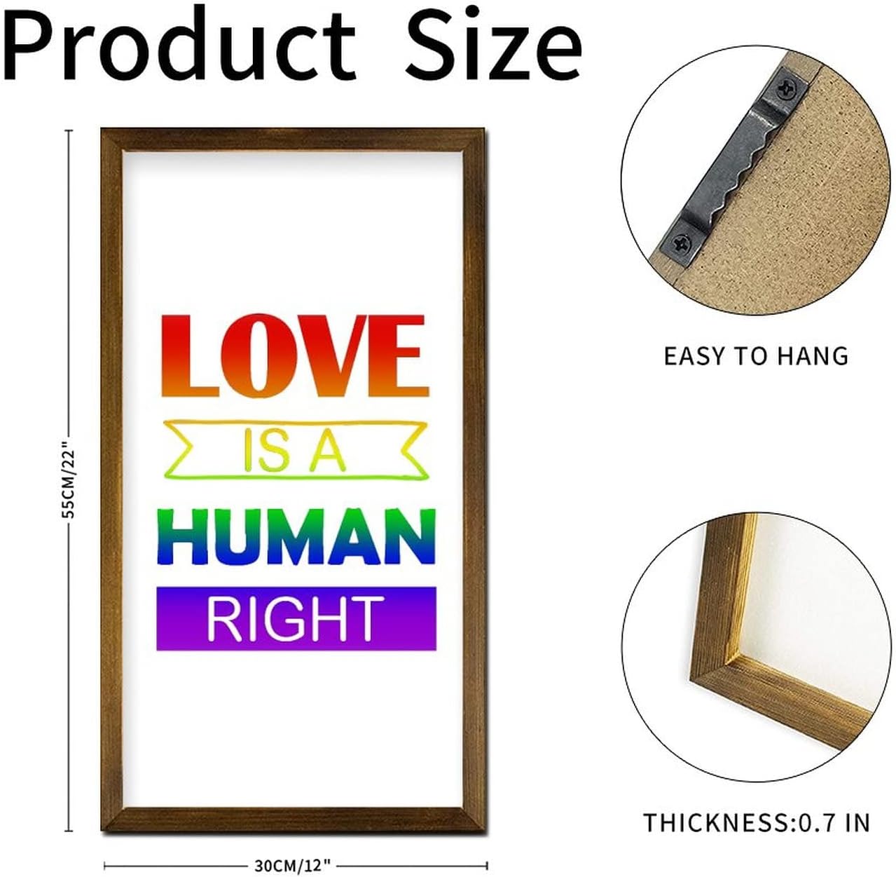 LGBTQ Pride Wood Framed Wall Sign Love is a Human Right