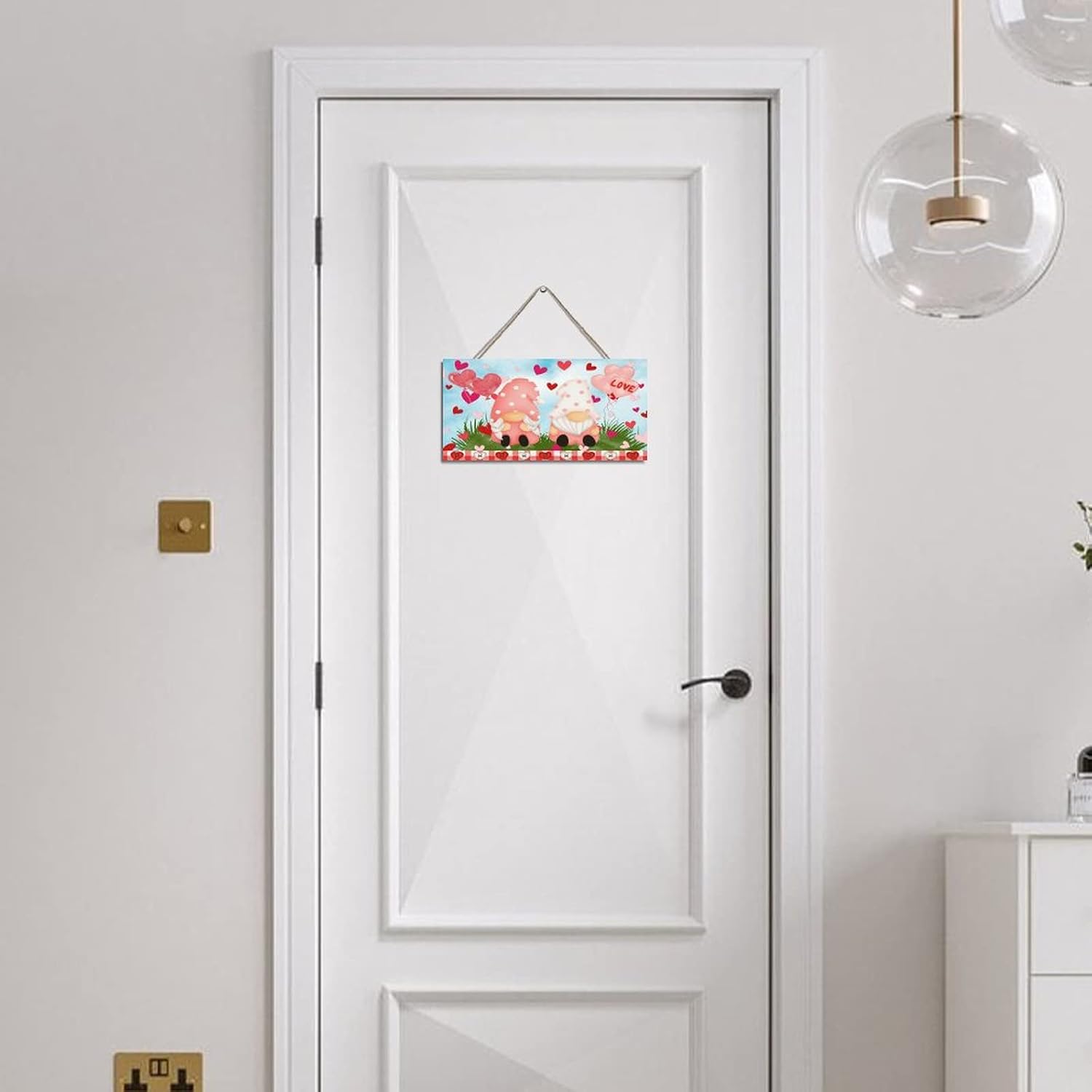 Personalized Love Gnomes Pink Hearts Wall Sign