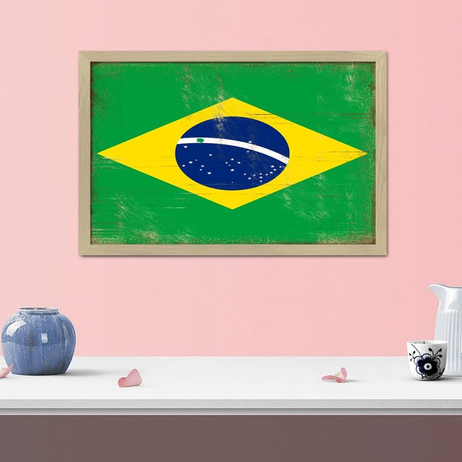 Brazil Wood Framed Printed Family Wall Art Sign 8x12in