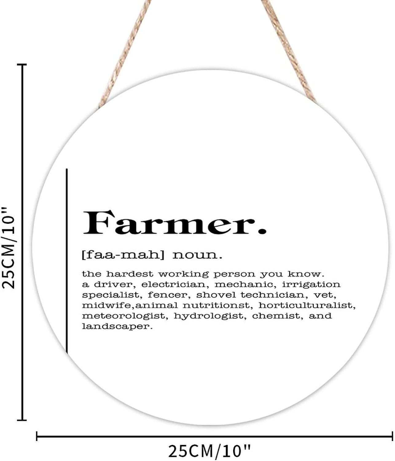 Farmer Definition Round Wooden Door Hanger Wall Decor