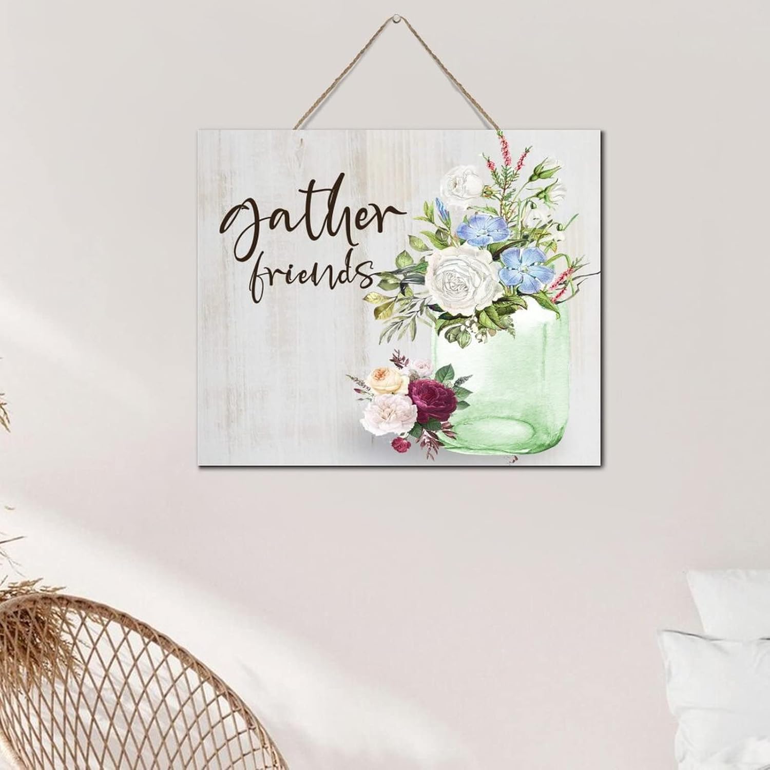 Gather Friends Watercolor Floral Wall Art 10x12