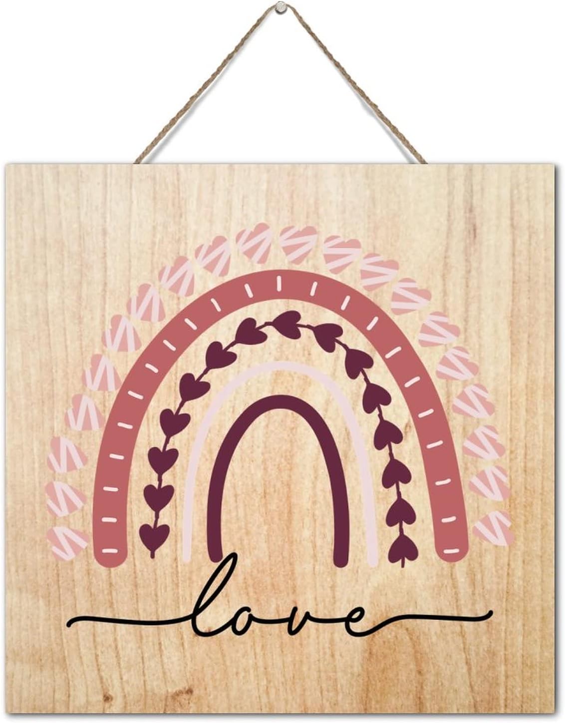 Autravelco 12x12 Inch Rainbow Wooden Wall Art Sign