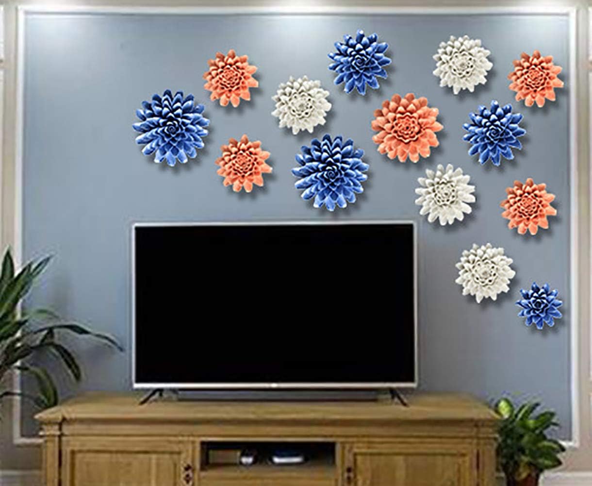 Peony Ceramic Flower Wall Decor Blue 3D
