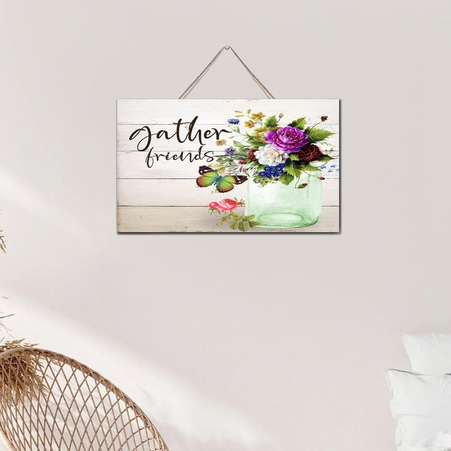 Modern Wall Decor Wood Signs with Floral Design