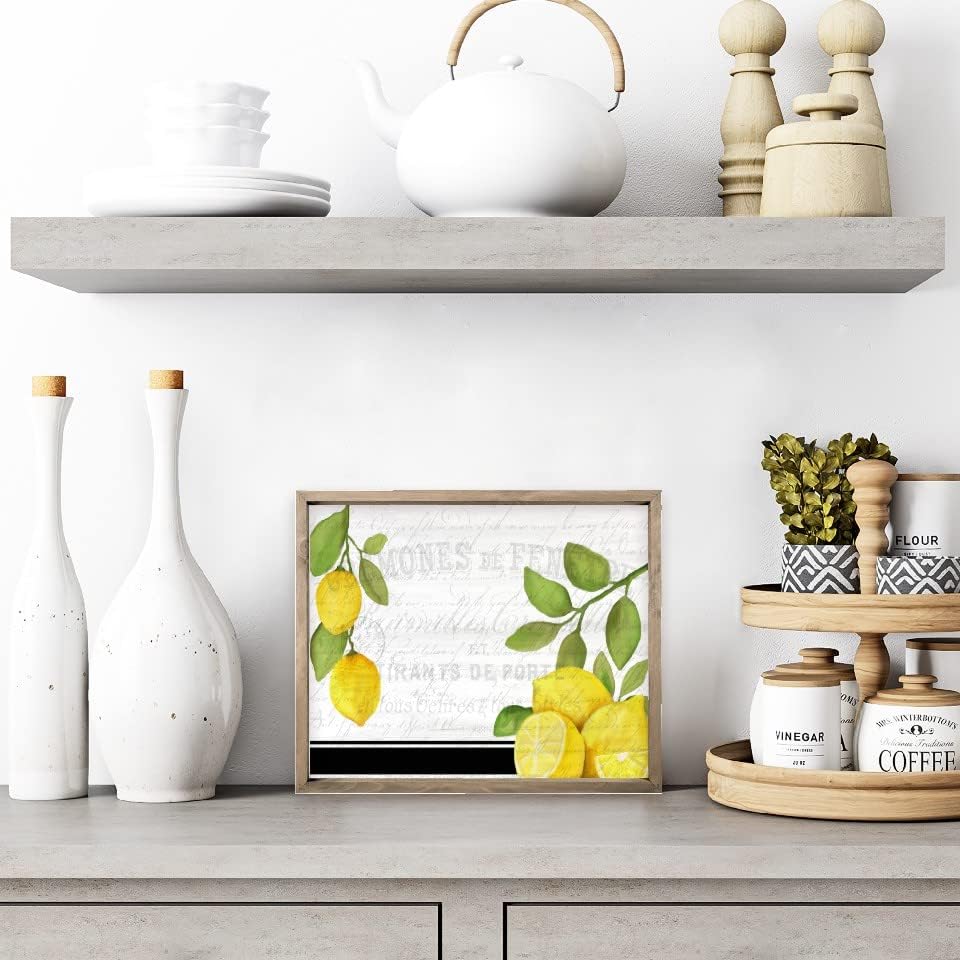 Fresh Lemons Wood Wall Decor Sign Frame 12x15