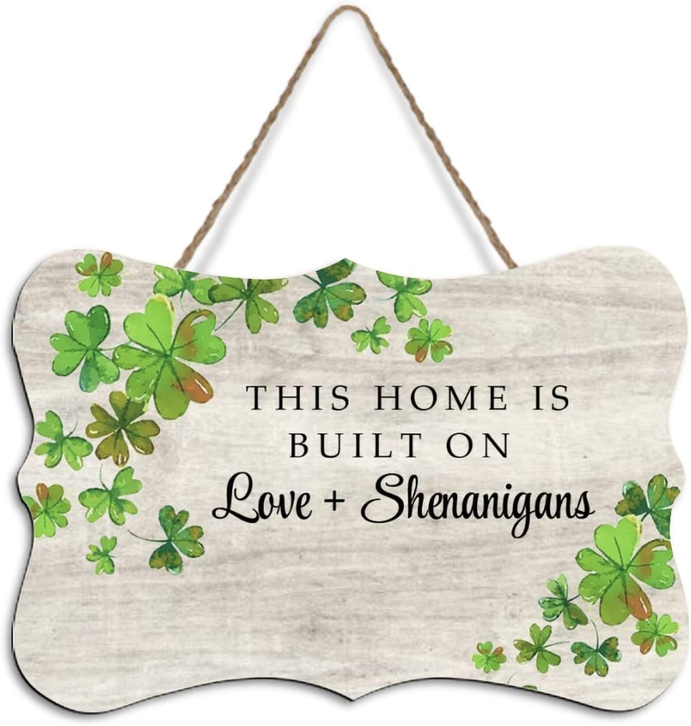 Rustic Hanging Wood Sign This Home Is Built on Love And Shenanigans 8x10