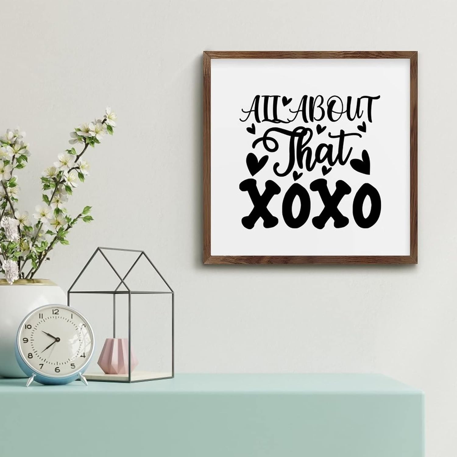 Valentines Day XOXO Framed Wood Wall Sign Decor