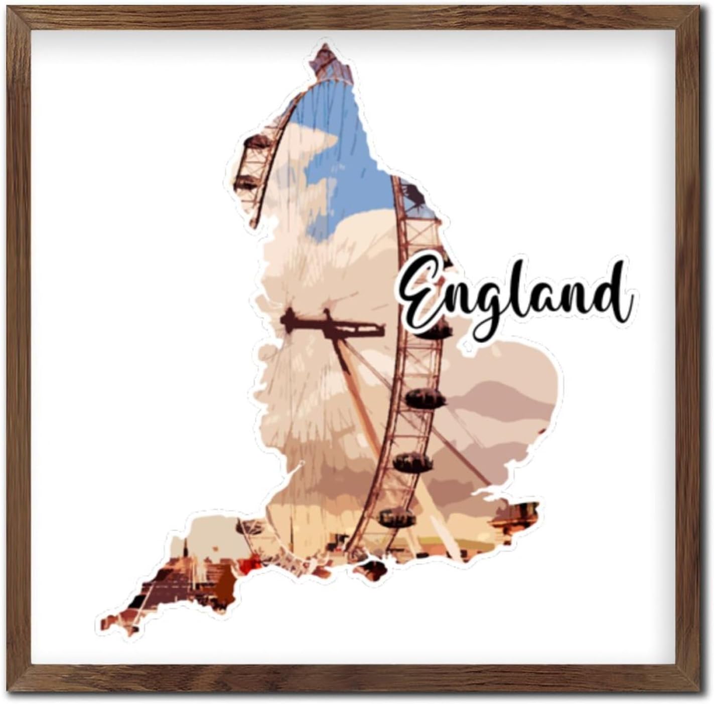 Distressed Wood Framed England Wall Decor Sign