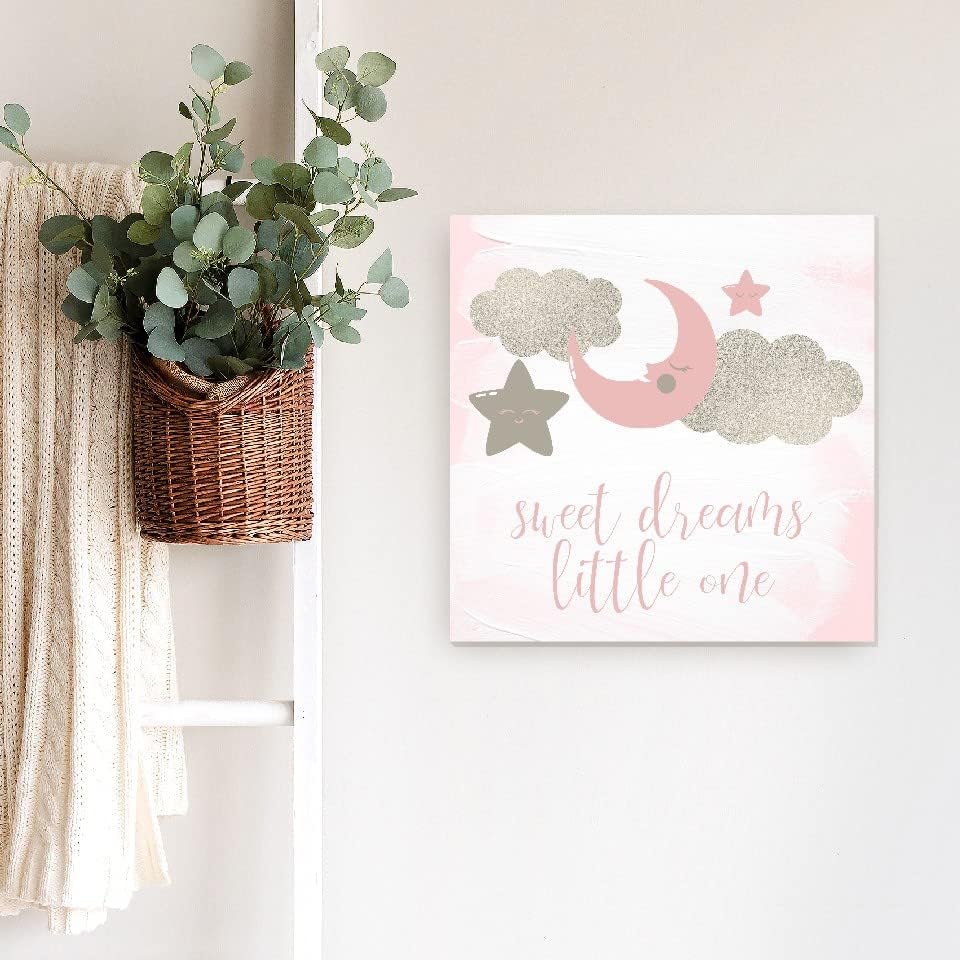 Sweet Dreams Little One Pink Wall Decor Sign 12x12