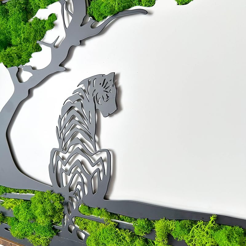 ETICIAN Tiger Wall Decor with Preserved Moss