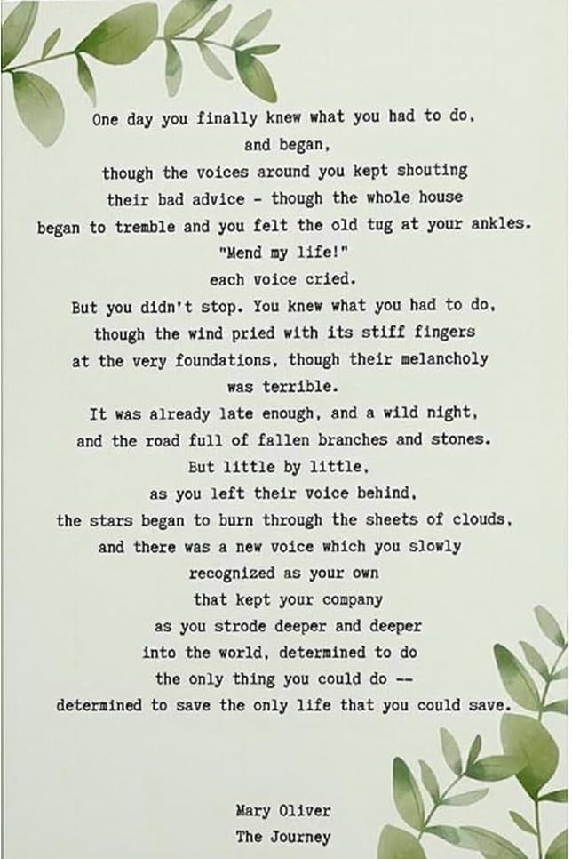 The Journey Inspirational Poetry Wall Art by Mary Oliver