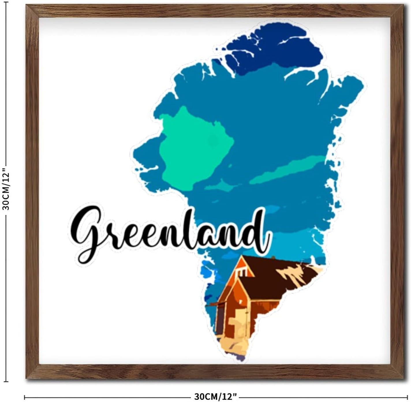 Wood Framed Sign Greenland Wall Art Decorative 12x12in