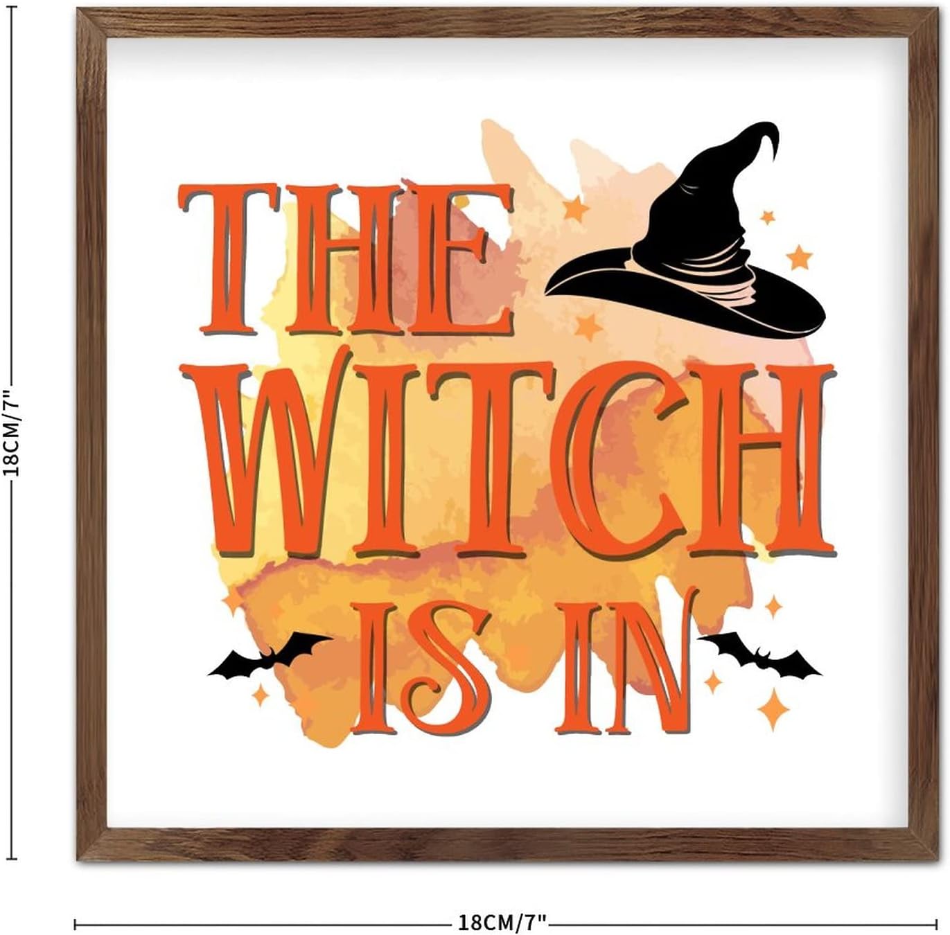 Witch in Wooden Plaque with Frame 7x7