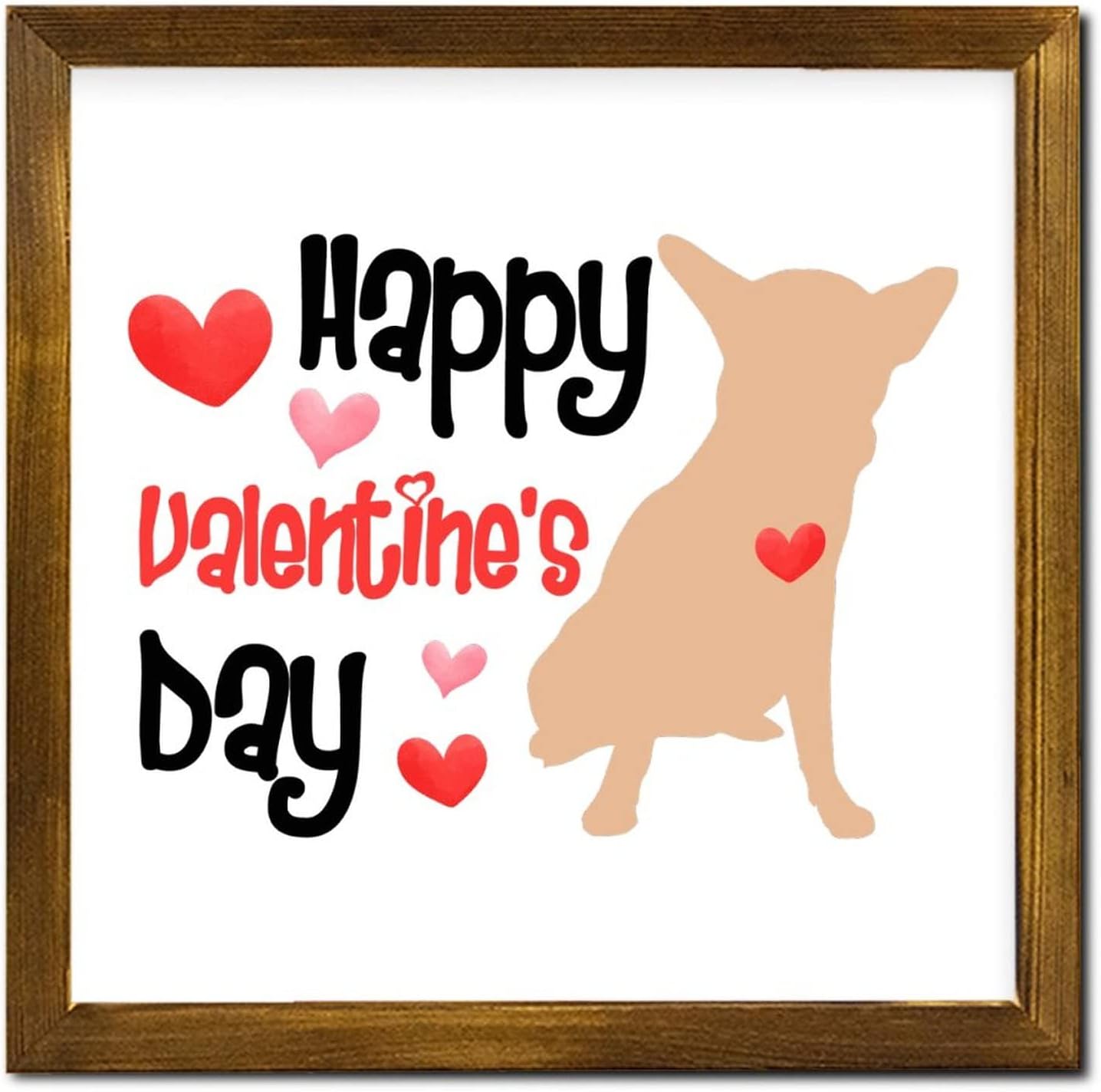 Happy Valentines Day Pet Dog Framed Wood Sign