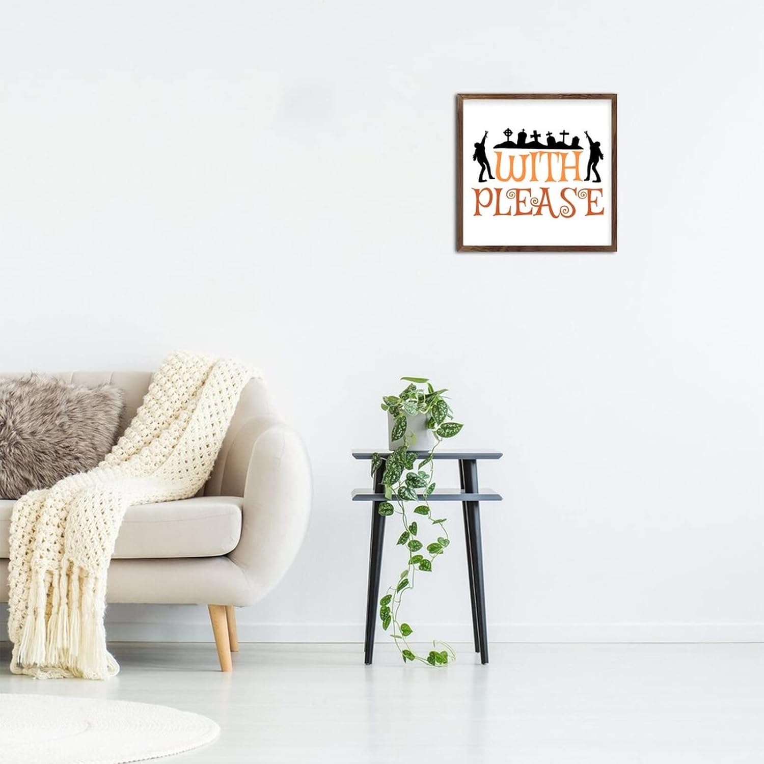 Farmhouse Wall Table Sign with Please Positive Wood Frame Decor