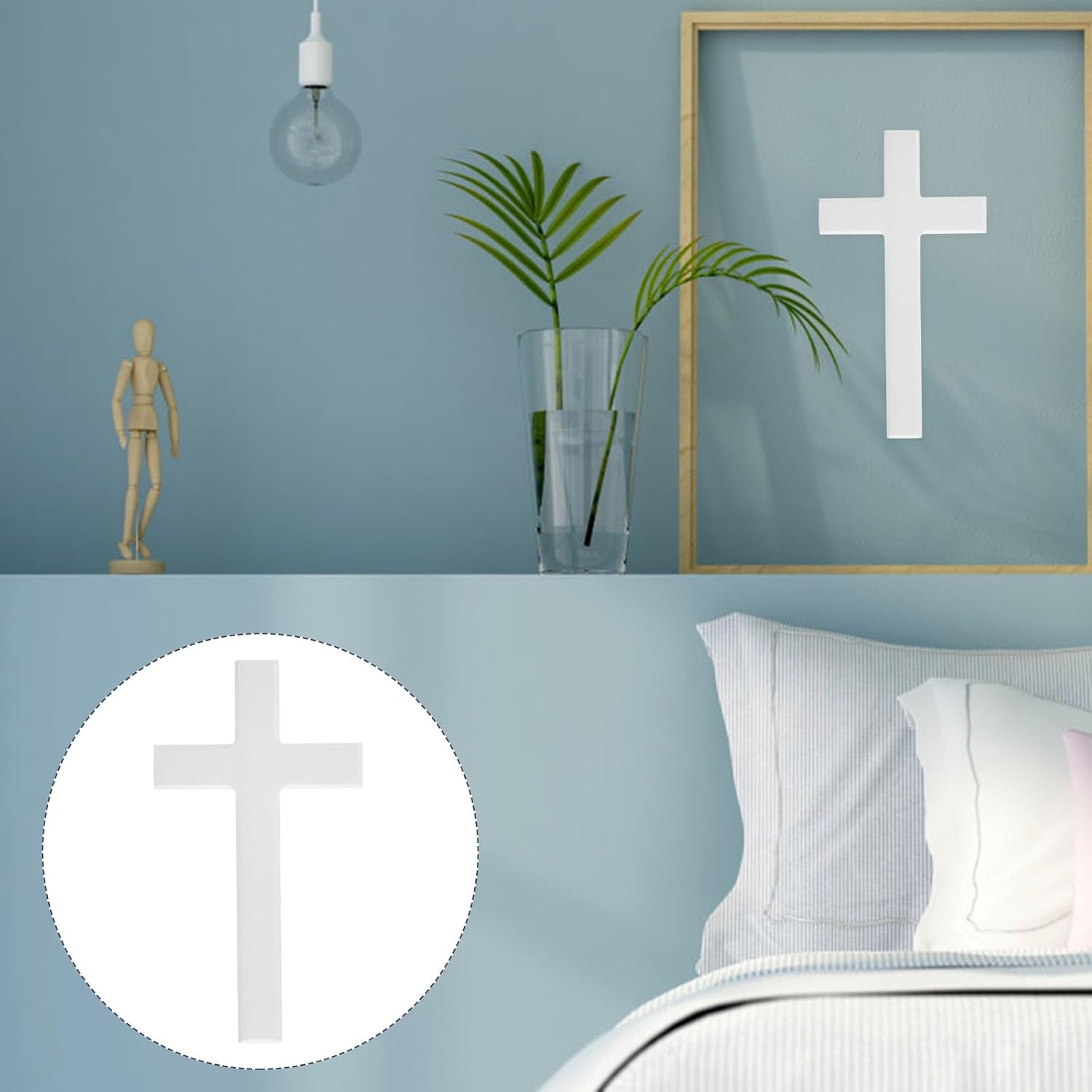 BESTOYARD White Wall Cross for Home Church Decor