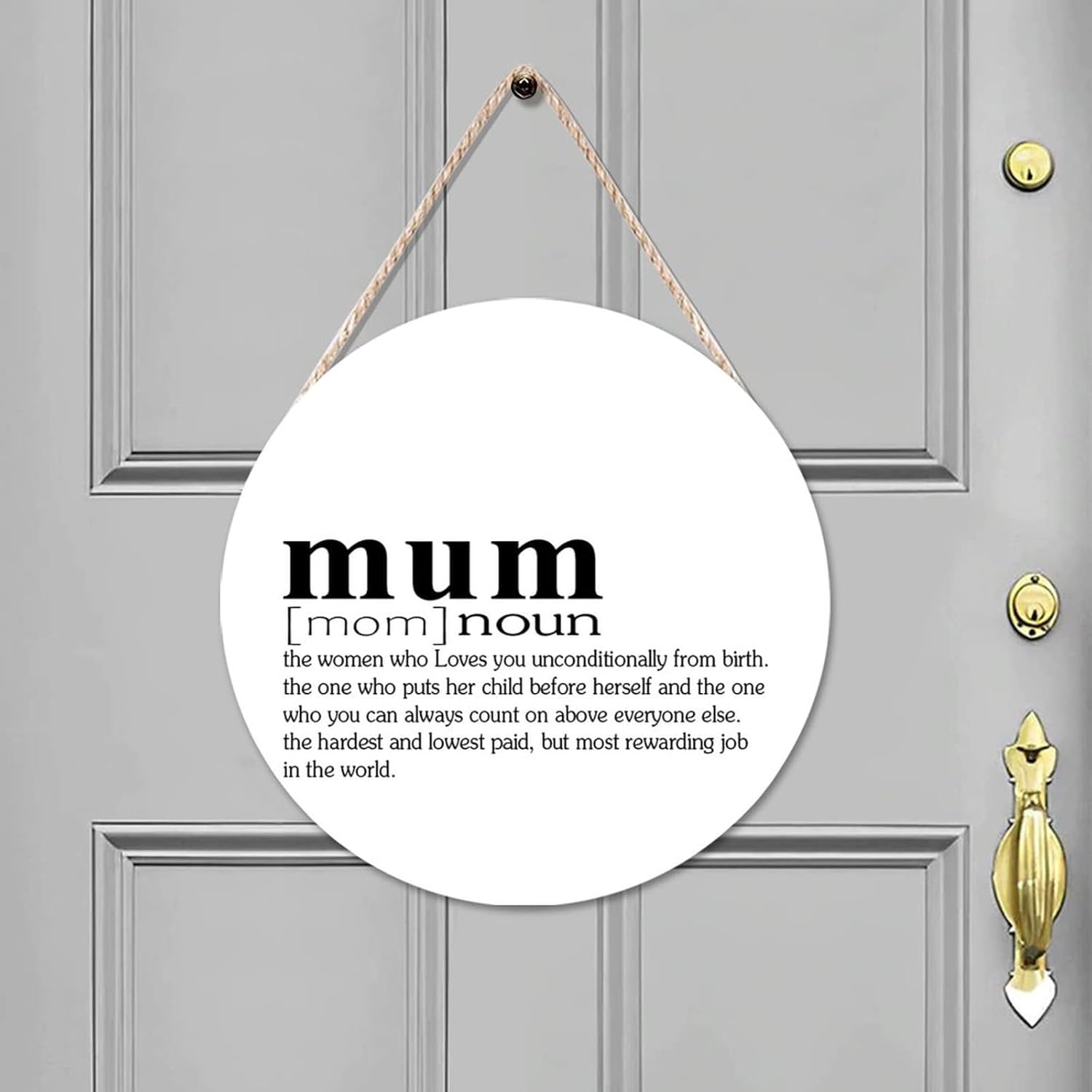 Funny Noun Dictionary Definition of Mum Round Wood Sign