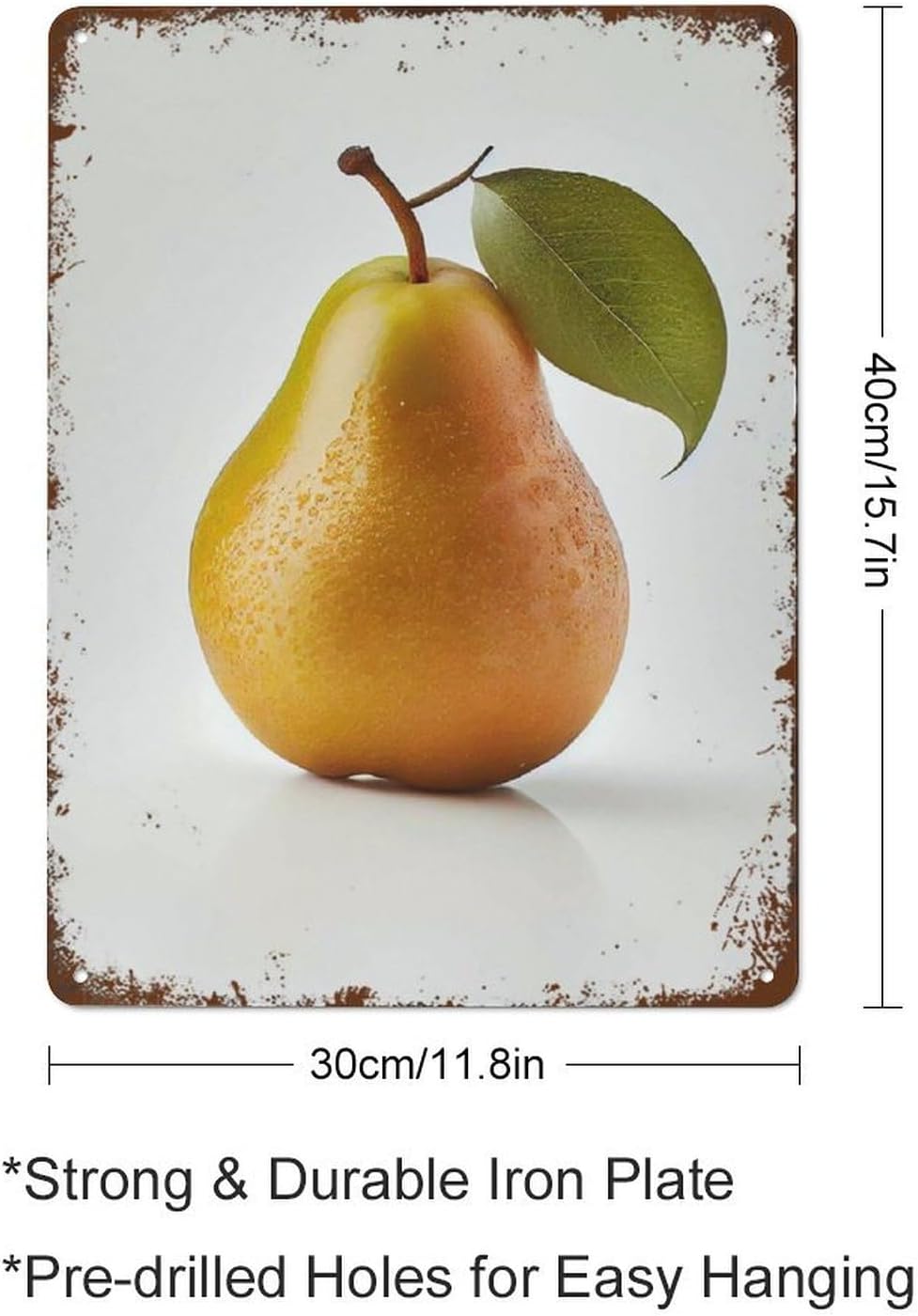 Yellow Pear Fruit Farmhouse Wall Art Metal Plaque