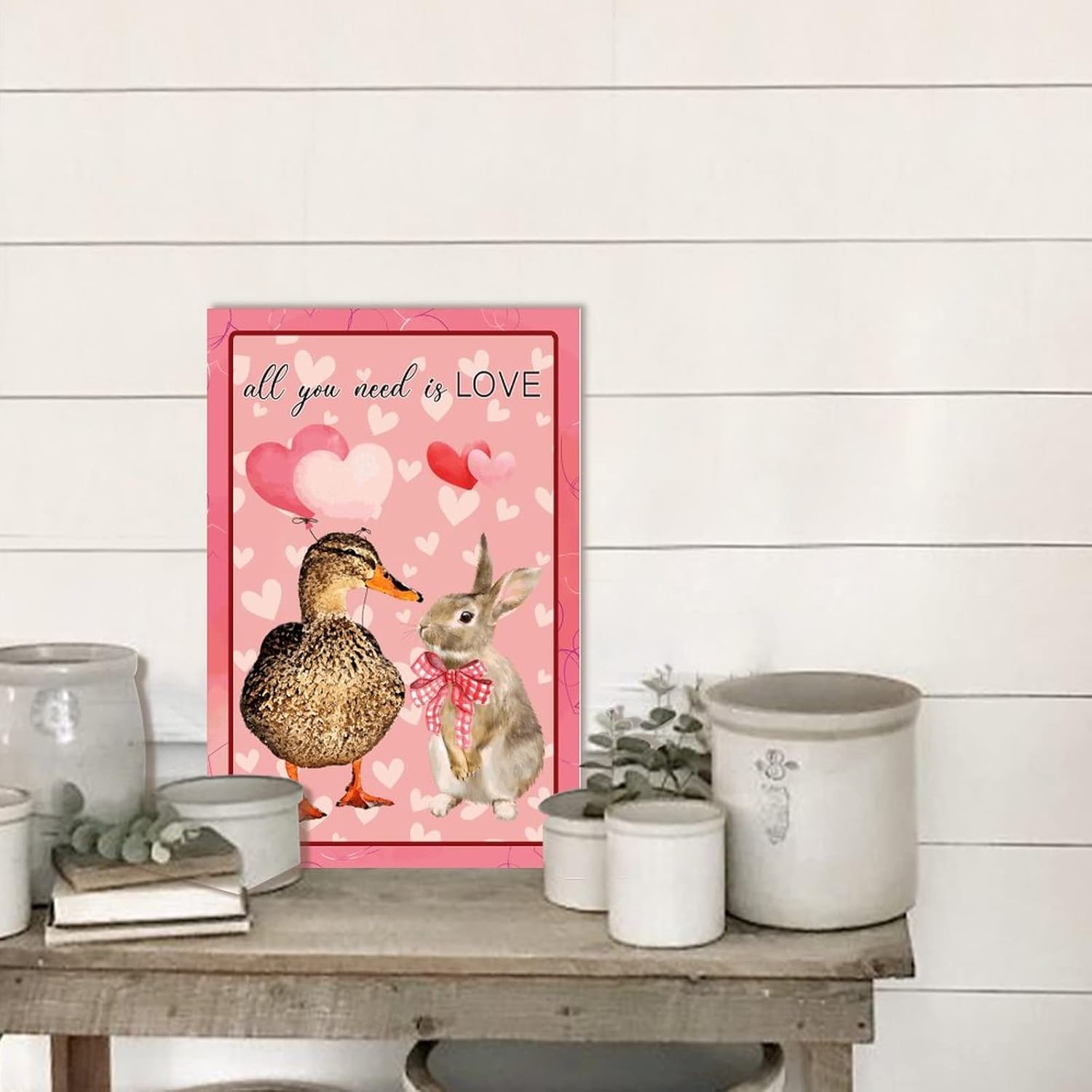 All You Need is Love Wood Plaque Duck Rabbit Valentine Wall Art