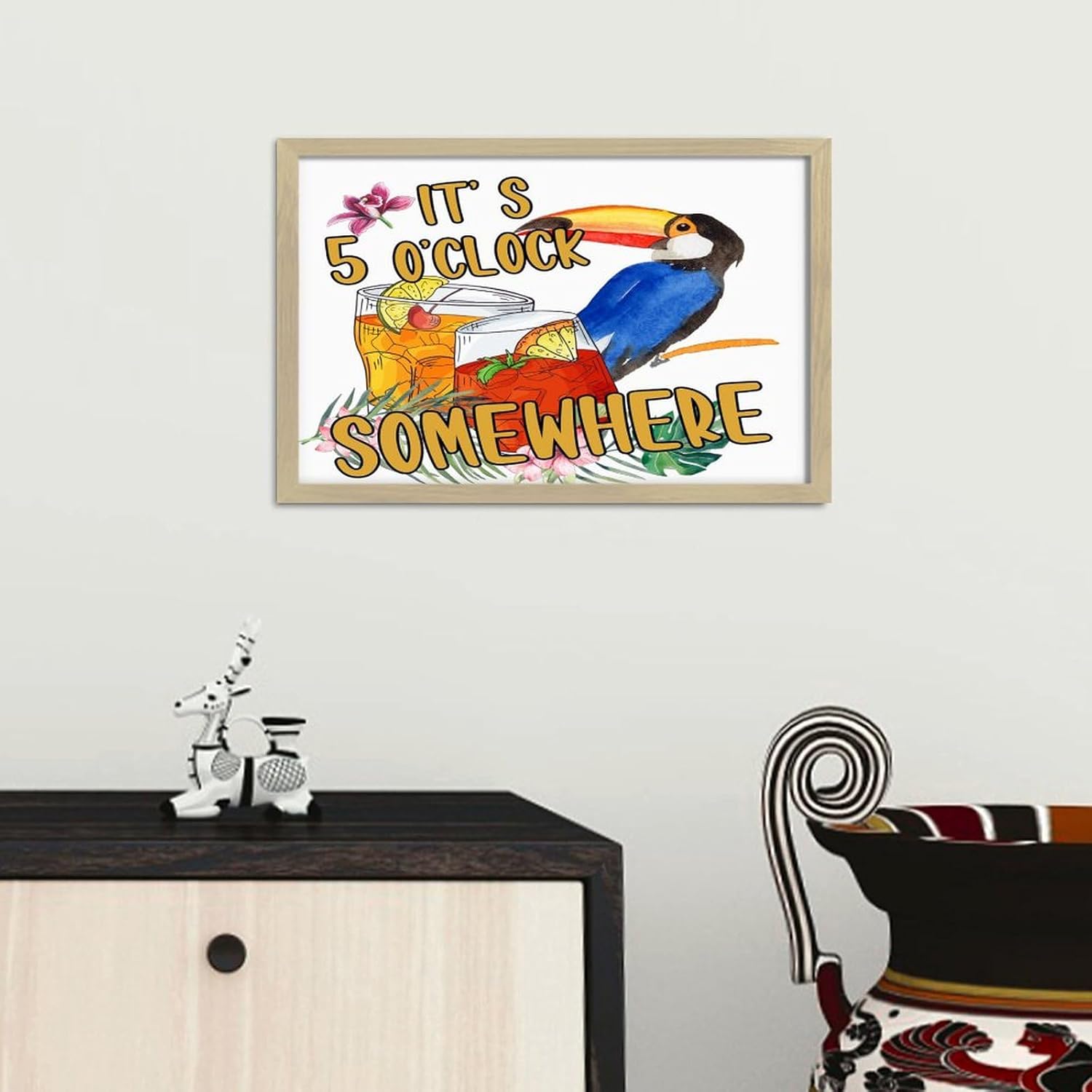 Its Five Oclock Somewhere Wood Framed Wall Decor Sign 8x12in
