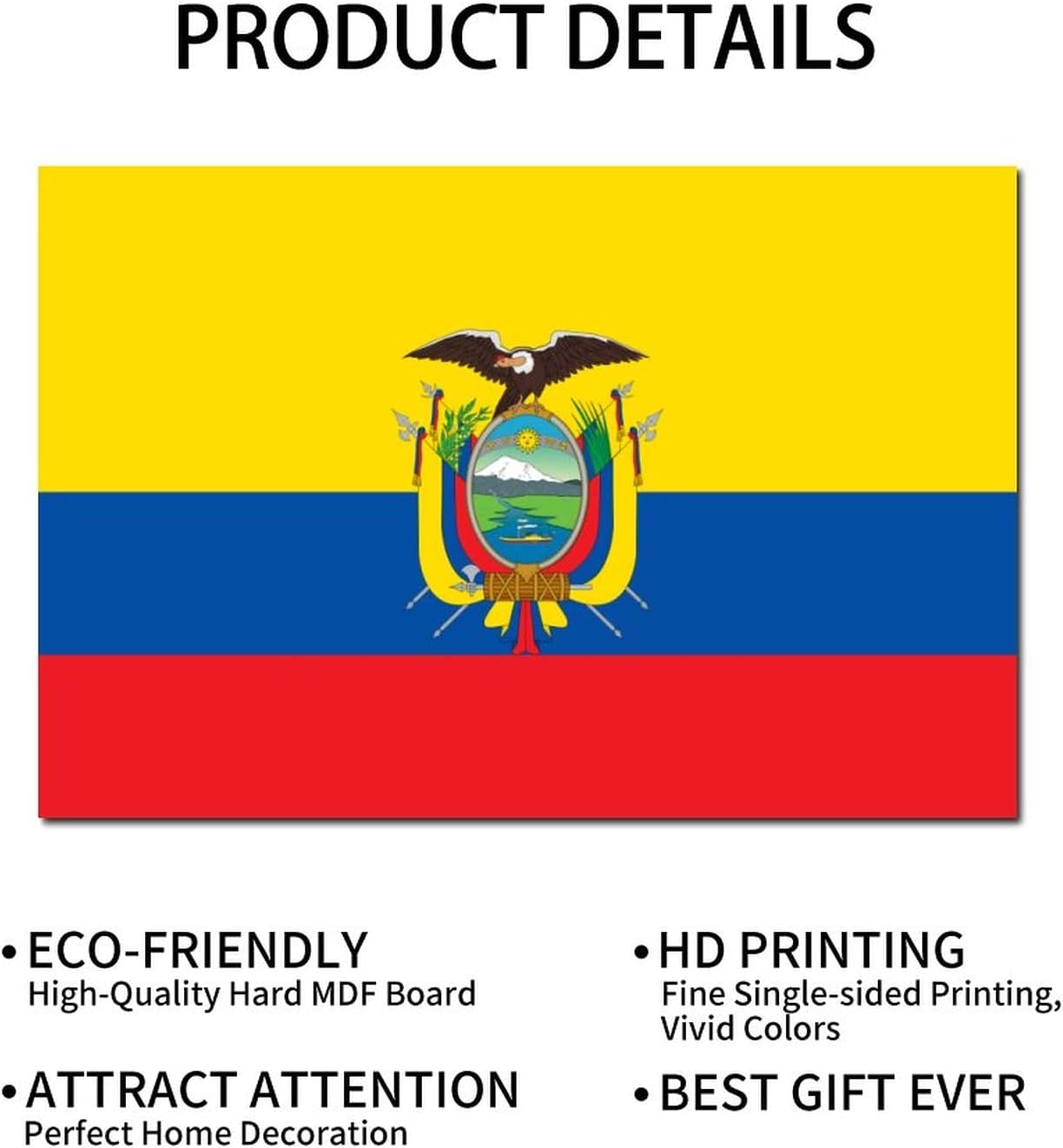 Ecuador Flag Wood Sign Rustic Wall Art Decor