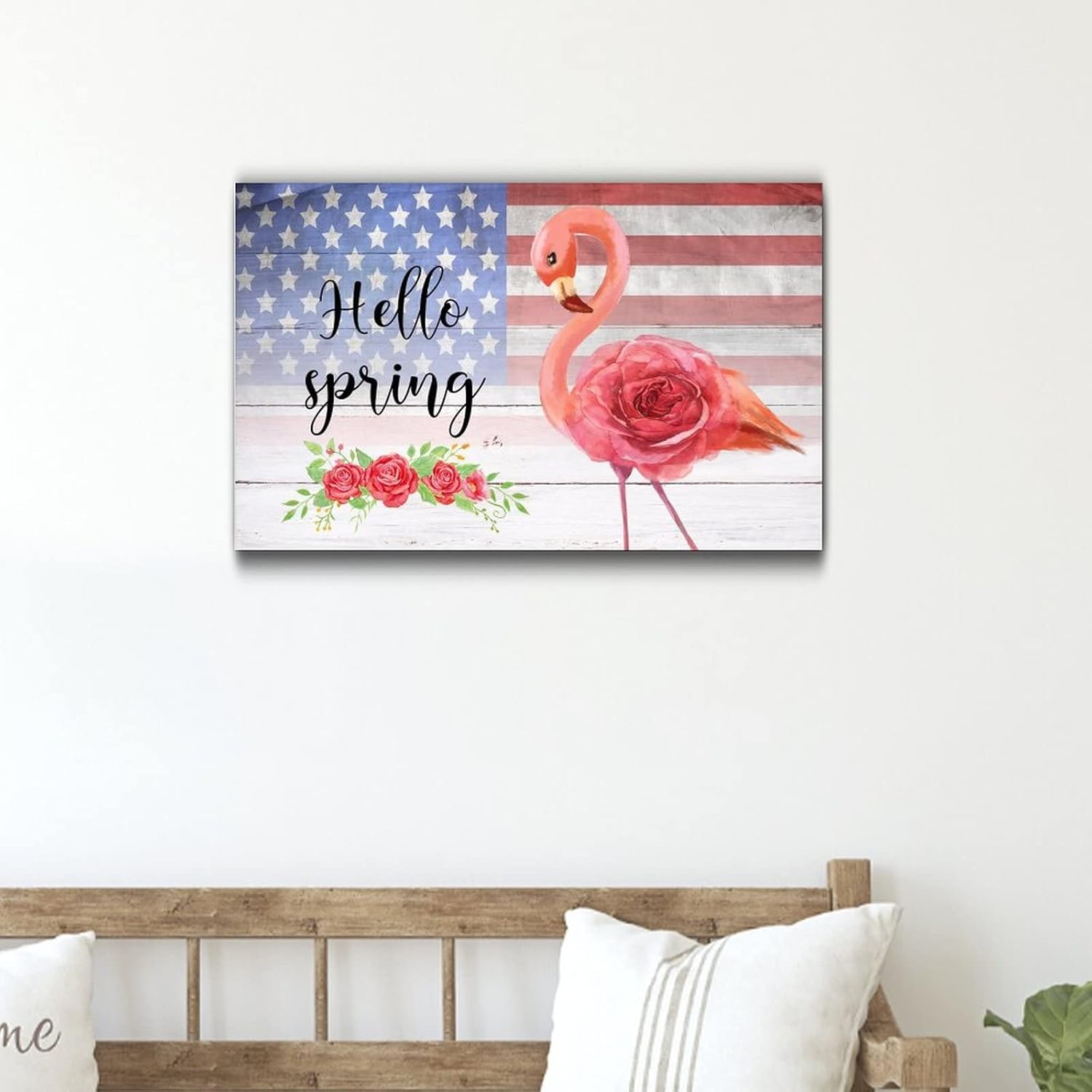 Hello Spring Rose Wood Grain Wall Decor 12x18in