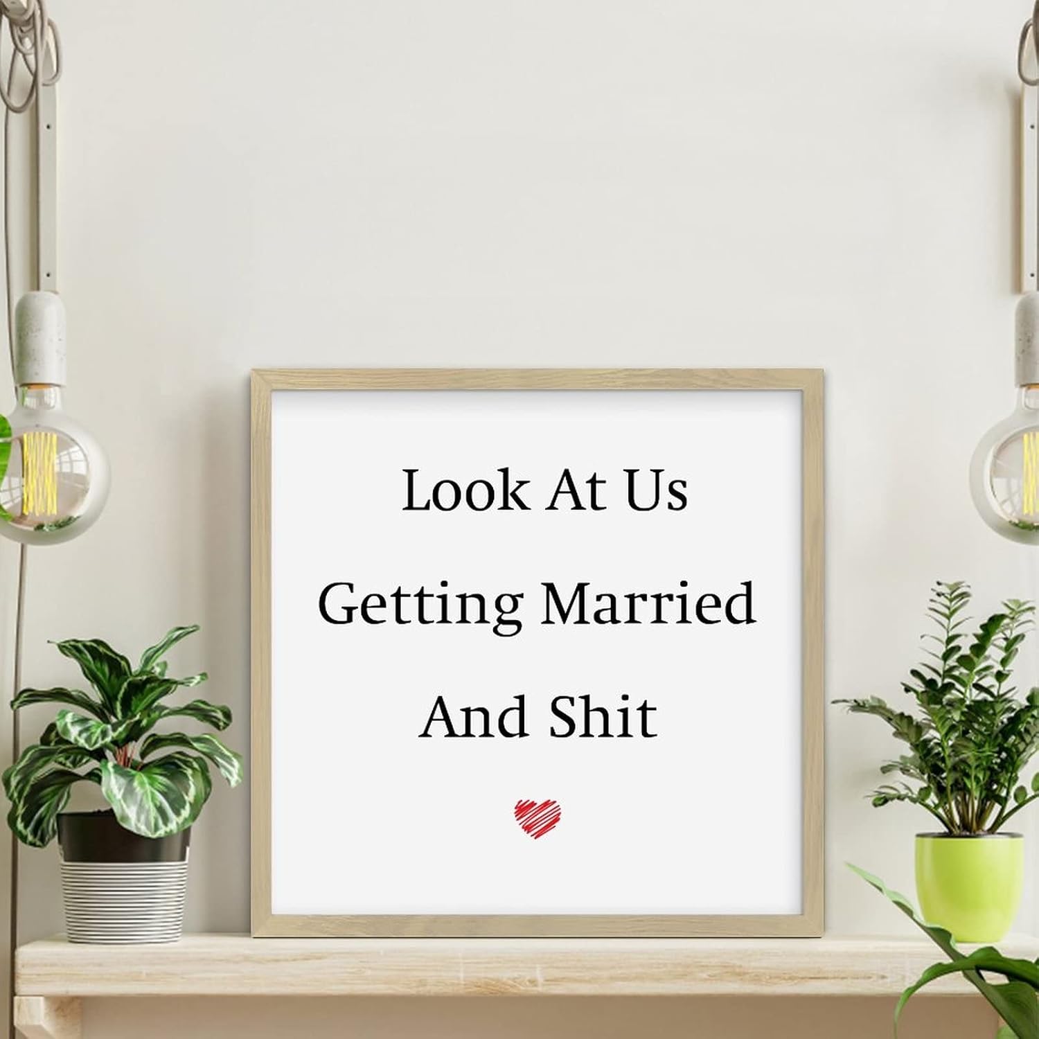 Valentines Day Couples Getting Married Wooden Wall Sign
