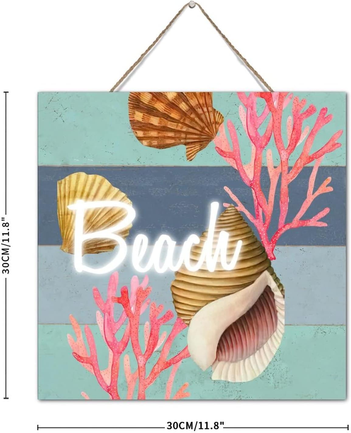Sea Snail Starfish Nautical Wall Art Wooden Plaque 12x12