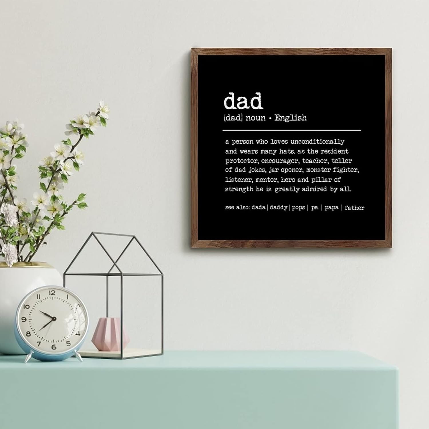 Farmhouse Decor Dad Definition Framed Wood Sign 12x12
