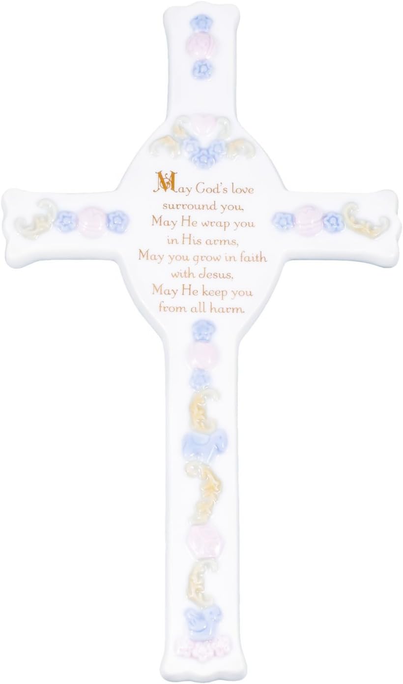 Roman Baptism Gods Love Blue Baby Boy Wall Cross