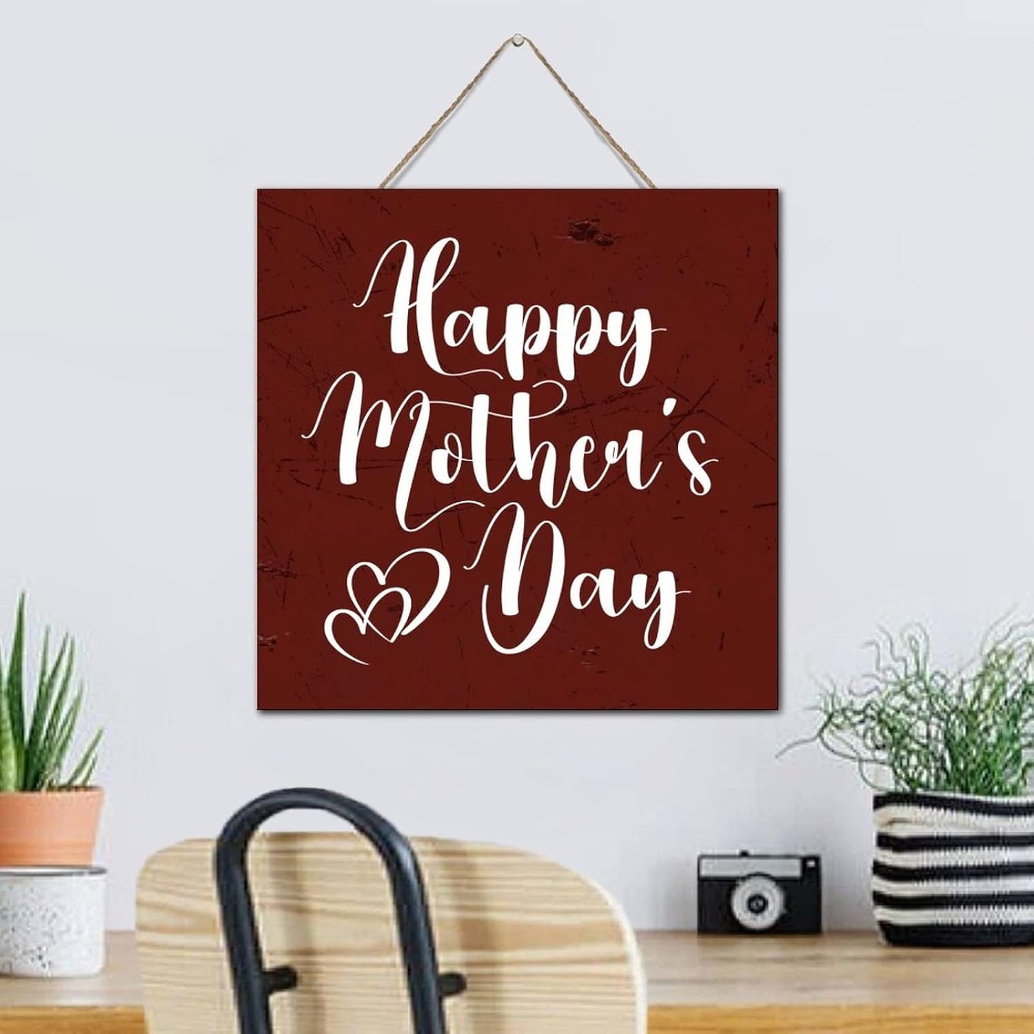 Autravelco Happy Mothers Day Wood Sign 12x12 Inch