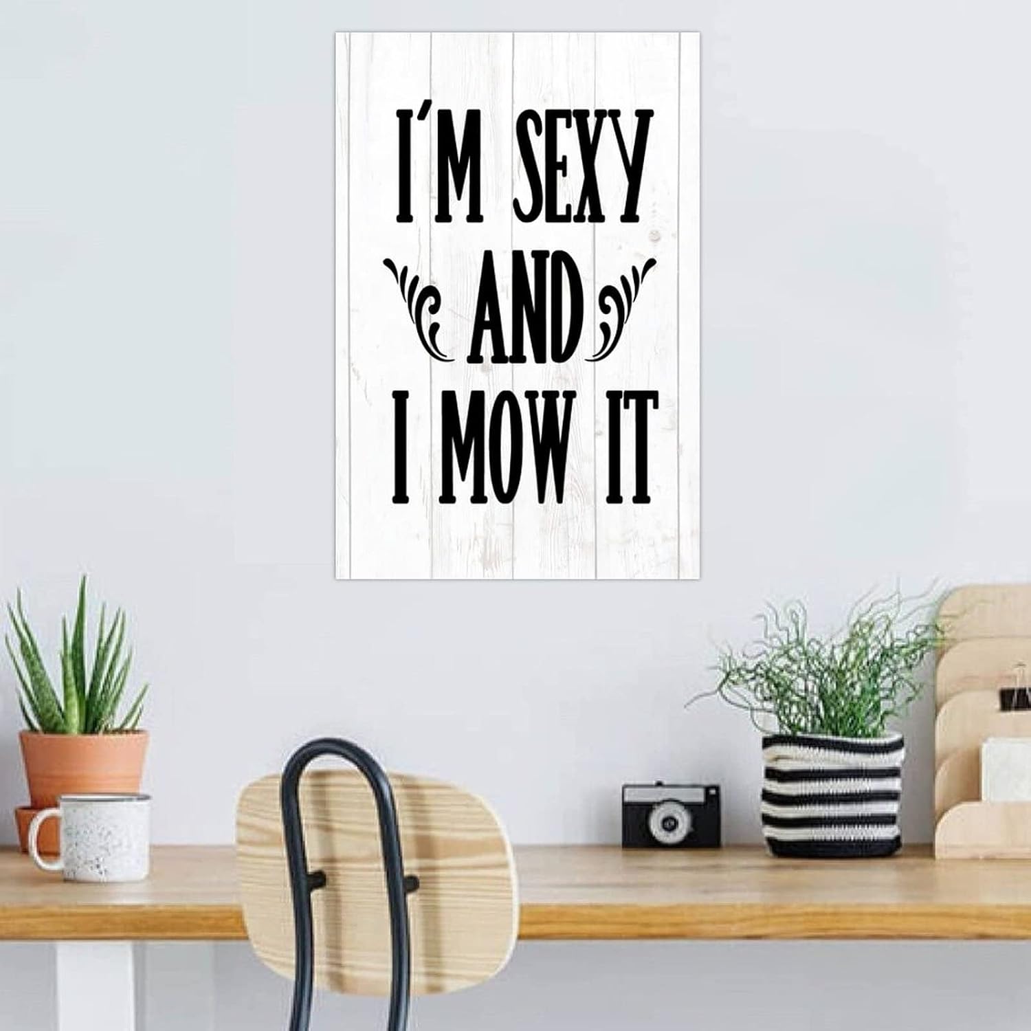 Im Sexy and I Mow It Wood Wall Sign 12x18 Inch