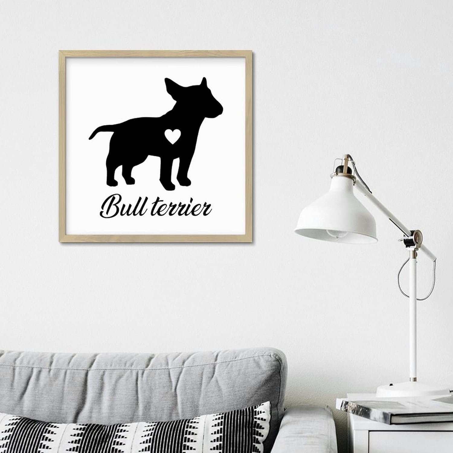 Bull Terrier Dog Silhouette Wooden Sign Wall Decor