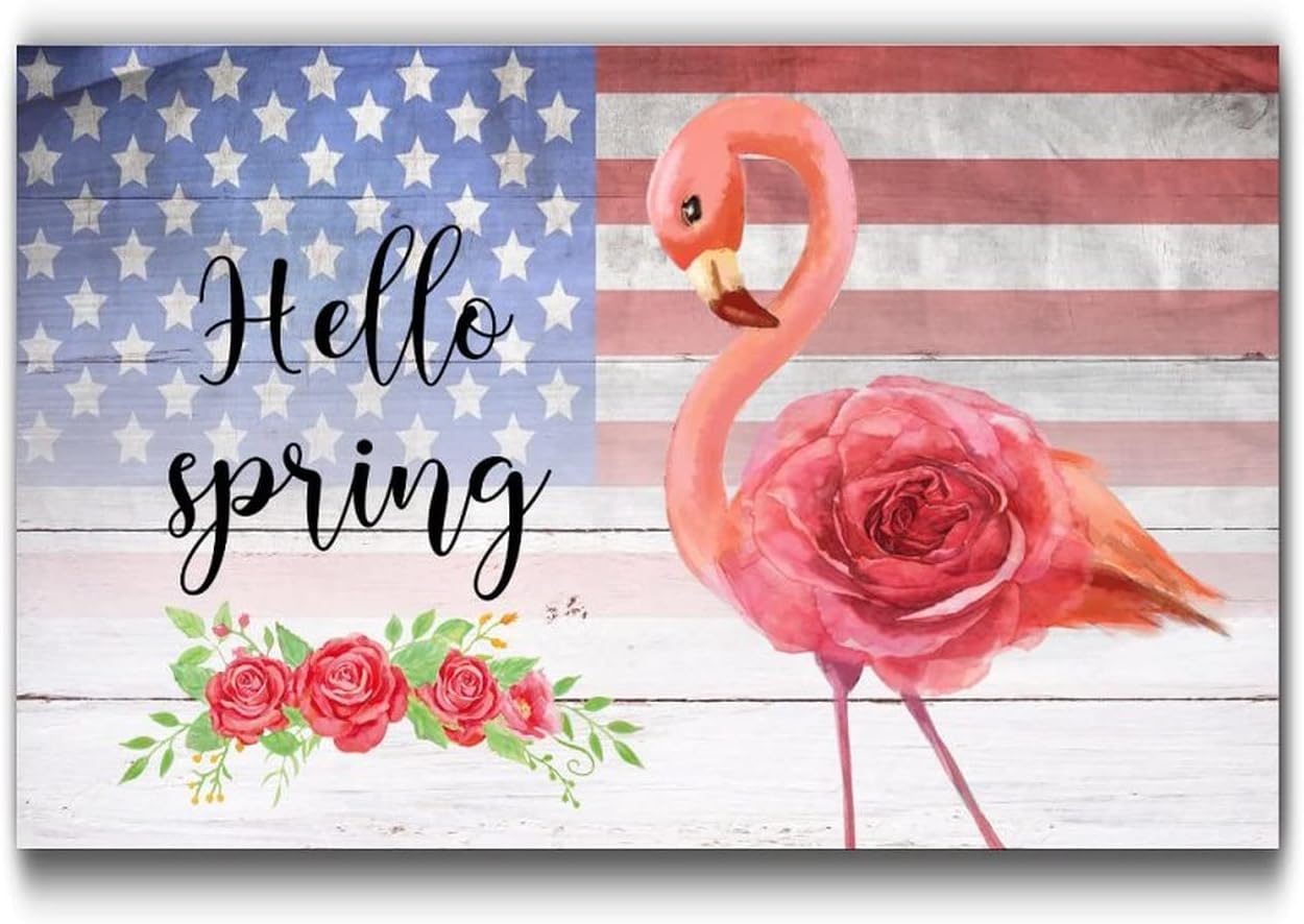 Hello Spring Rose Wood Grain Wall Decor 12x18in