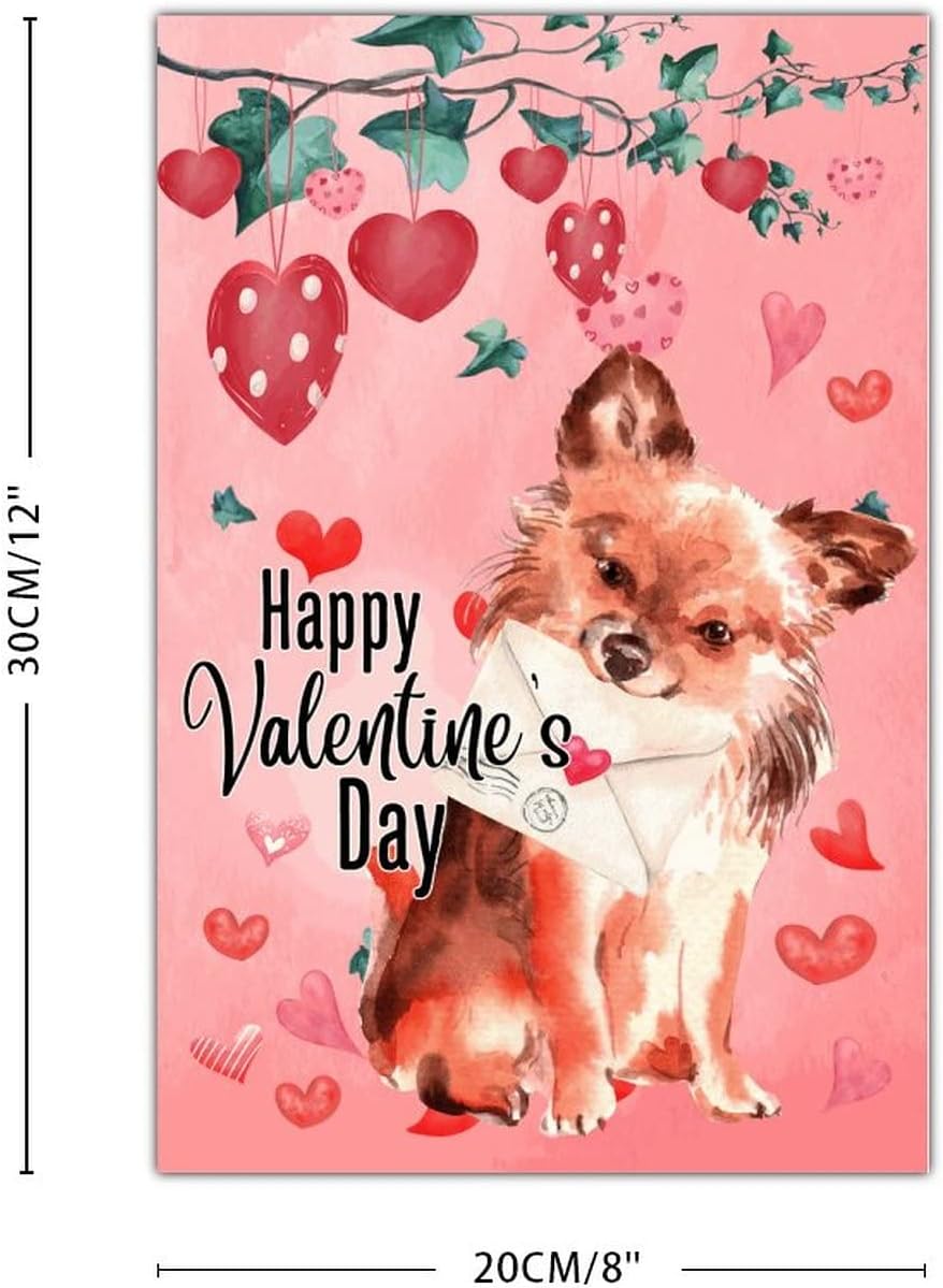 Happy Valentines Dogs Wooden Wall Sign 8x12in