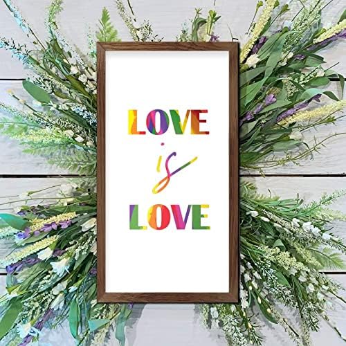 LGBT Pride Wood Framed Sign Love is Love 22x12 In 1
